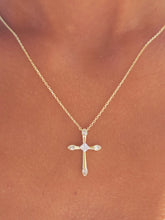 Load image into Gallery viewer, Cross with Clear CZ Accents Necklace - Gold Plated