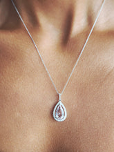Load image into Gallery viewer, Pear Shaped Morganite &amp; Diamond Pendant &amp; Chain - 14K White Gold