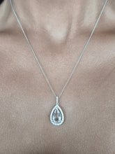 Load image into Gallery viewer, Pear Shaped Morganite &amp; Diamond Pendant &amp; Chain - 14K White Gold