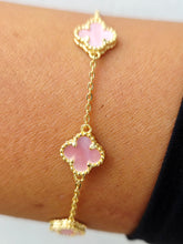 Load image into Gallery viewer, Mini Pink Mother of Pearl Clover Station Bracelet