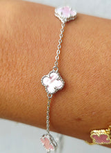 Load image into Gallery viewer, Mini Pink Mother of Pearl Clover Station Bracelet
