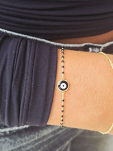 Load image into Gallery viewer, Round Eye Black Beaded Bracelet - Gold Plated