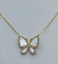 Load image into Gallery viewer, Mother of Pearl Butterfly Necklace