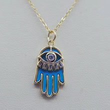 Load image into Gallery viewer, Evil Eye Hamsa Necklace - Gold Plated