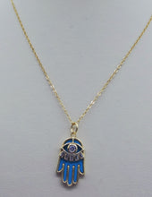 Load image into Gallery viewer, Evil Eye Hamsa Necklace - Gold Plated
