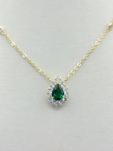 Load image into Gallery viewer, Emerald CZ Pear Shaped Necklace - Gold Plated