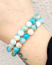 Load image into Gallery viewer, Turquoise/Orange Rain Flower Jade Stacker- Elena Michele
