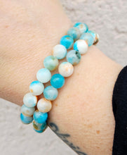 Load image into Gallery viewer, Turquoise/Orange Rain Flower Jade Stacker- Elena Michele