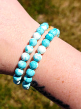 Load image into Gallery viewer, Blue/White Rain Flower Jade Stacker- Elena Michele