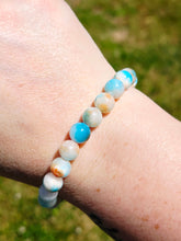 Load image into Gallery viewer, Turquoise/Orange Rain Flower Jade Stacker- Elena Michele