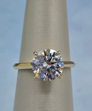 Load image into Gallery viewer, 3.02 Round Brilliant Lab Diamond Engagement Ring - 14K Gold