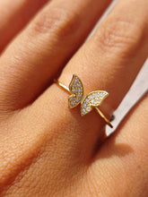Load image into Gallery viewer, CZ Fluttering Butterfly Ring - Sterling Silver or Gold Plated