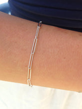 Load image into Gallery viewer, Dainty Paperclip Bracelet - 14K White Gold