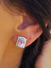 Load image into Gallery viewer, Pink Corundum &amp; Diamond Earrings - 14K White Gold