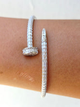Load image into Gallery viewer, The Sparkle Nail Bangle - Sterling Silver