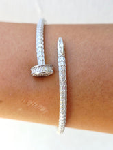 Load image into Gallery viewer, The Sparkle Nail Bangle - Sterling Silver