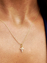 Load image into Gallery viewer, Mini Pearl Cross Necklace - Our Whole Heart
