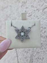 Load image into Gallery viewer, Marcasite Star of David Necklace - Sterling Silver