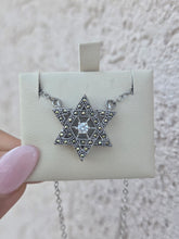 Load image into Gallery viewer, Marcasite Star of David Necklace - Sterling Silver