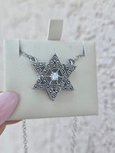 Load image into Gallery viewer, Marcasite Star of David Necklace - Sterling Silver