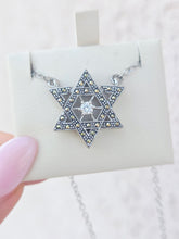 Load image into Gallery viewer, Marcasite Star of David Necklace - Sterling Silver
