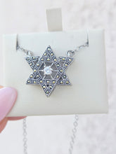 Load image into Gallery viewer, Marcasite Star of David Necklace - Sterling Silver