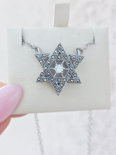 Load image into Gallery viewer, Marcasite Star of David Necklace - Sterling Silver