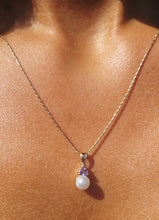 Load image into Gallery viewer, Tanzanite &amp; Pearl Pendant on Razza Chain- 14K Yellow Gold-Marie's Custom Design