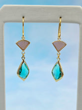 Load image into Gallery viewer, Mother of Pearl &amp; Blue Topaz Gemstone French Hook Earrings *Limited Edition*