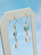 Load image into Gallery viewer, Turquoise and White Snow Gemstone French Hook Earrings *Limited Edition*