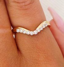 Load image into Gallery viewer, V Shaped Diamond Ring .22 Carats - 14K Yellow Gold