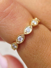 Load image into Gallery viewer, Eye Shaped Diamond Band Ring .32 Carats - 14K Yellow Gold