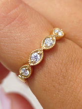 Load image into Gallery viewer, Eye Shaped Diamond Band Ring .32 Carats - 14K Yellow Gold