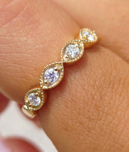 Load image into Gallery viewer, Eye Shaped Diamond Band Ring .32 Carats - 14K Yellow Gold