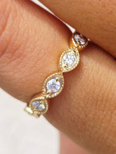 Load image into Gallery viewer, Eye Shaped Diamond Band Ring .32 Carats - 14K Yellow Gold