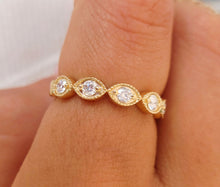 Load image into Gallery viewer, Eye Shaped Diamond Band Ring .32 Carats - 14K Yellow Gold