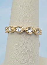 Load image into Gallery viewer, Eye Shaped Diamond Band Ring .32 Carats - 14K Yellow Gold