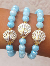 Load image into Gallery viewer, Pearl Shell Charm on Bahama Blue Shimmer - Elena Michele