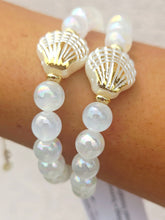 Load image into Gallery viewer, Pearl Shell Charm on White Selenite - Elena Michele