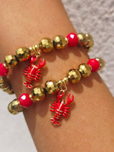 Load image into Gallery viewer, Lobster on Gold Disco Beaded Bracelet - Elena Michele