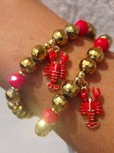 Load image into Gallery viewer, Lobster on Gold Disco Beaded Bracelet - Elena Michele
