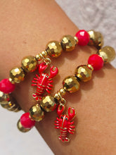 Load image into Gallery viewer, Lobster on Gold Disco Beaded Bracelet - Elena Michele