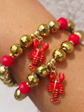 Load image into Gallery viewer, Lobster on Gold Disco Beaded Bracelet - Elena Michele