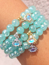 Load image into Gallery viewer, Crab Charm on Shimmer Surf Disco Beaded Bracelet - Elena Michele