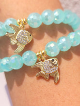 Load image into Gallery viewer, Fish Charm on Shimmer Surf Disco Beaded Bracelet - Elena Michele