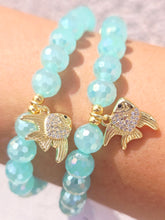 Load image into Gallery viewer, Fish Charm on Shimmer Surf Disco Beaded Bracelet - Elena Michele