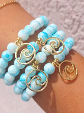 Load image into Gallery viewer, Wave on Blue Mottled Glass Beaded Bracelet - Elena Michele