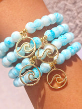 Load image into Gallery viewer, Wave on Blue Mottled Glass Beaded Bracelet - Elena Michele