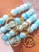 Load image into Gallery viewer, Wave on Blue Mottled Glass Beaded Bracelet - Elena Michele