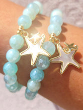 Load image into Gallery viewer, Pearl Starfish Charm on Mystic Light Aqua Beaded Bracelet - Elena Michele
